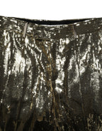 Dolce & Gabbana Gold Sequin Polyester Embellished Bermuda Shorts