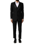 Dolce & Gabbana Black Wool 3 Piece Single Breasted Suit