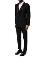 Dolce & Gabbana Black Wool 3 Piece Single Breasted Suit