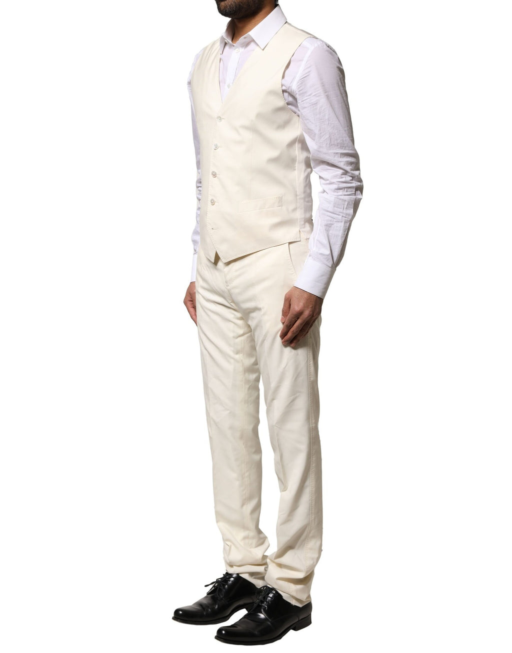 Dolce & Gabbana Ivory Wool 3 Piece Single Breasted Suit