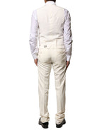 Dolce & Gabbana Ivory Wool 3 Piece Single Breasted Suit