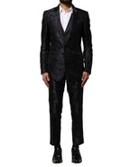 Dolce & Gabbana Black Jacquard 3 Piece Single Breasted Suit