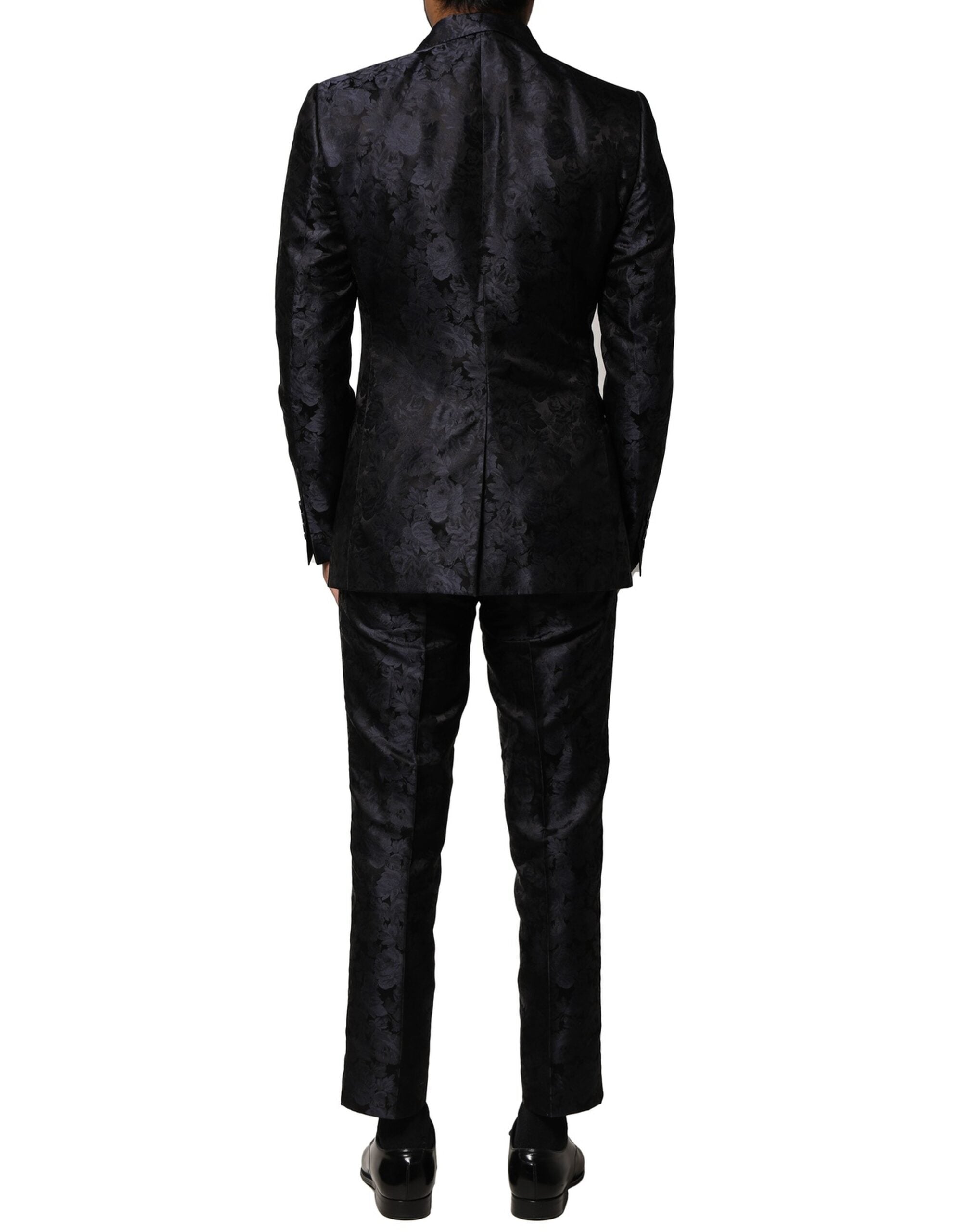 Dolce & Gabbana Black Jacquard 3 Piece Single Breasted Suit