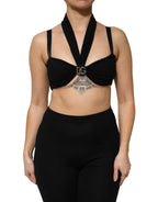 Dolce & Gabbana Black Cropped Viscose Halter Bustier Top