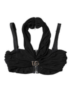 Dolce & Gabbana Black Cropped Viscose Halter Bustier Top