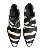 Dolce & Gabbana Black White Zebra Pony Fur Dress Shoes
