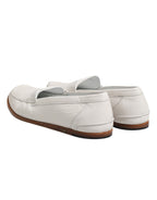 Dolce & Gabbana White Leather Loafers Moccasins Slip On Shoes
