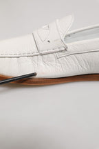 Dolce & Gabbana White Leather Loafers Moccasins Slip On Shoes