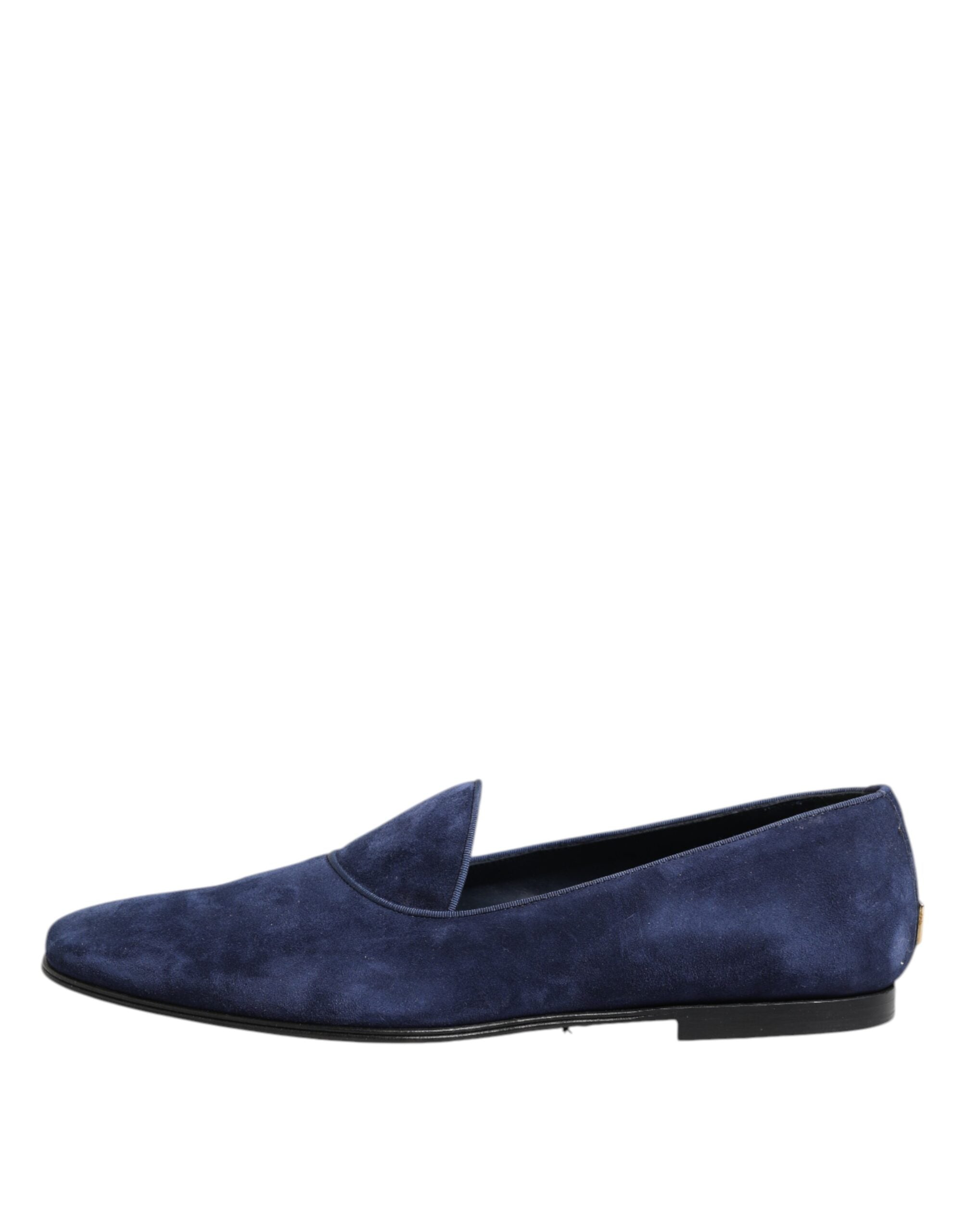 Dolce & Gabbana Blue Velvet DG Logo Loafers Formal Shoes