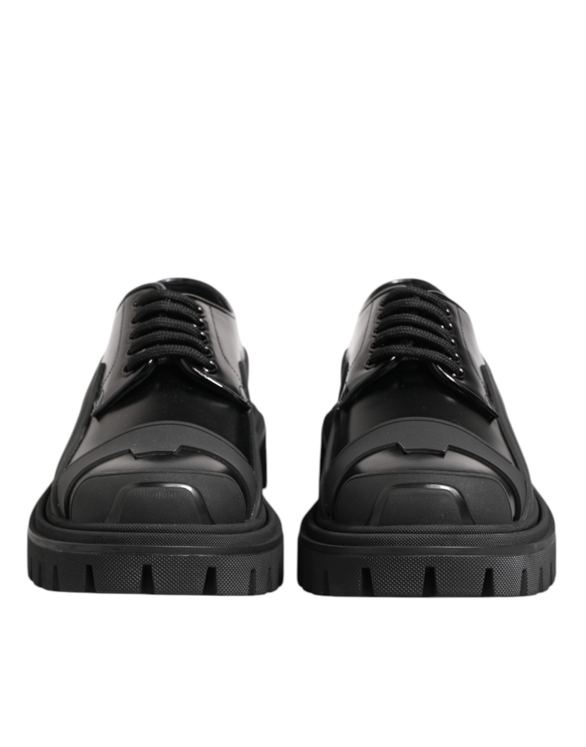 Dolce & Gabbana Black Patent Leather Trekking Derby Shoes
