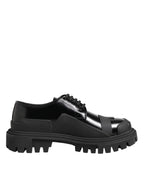 Dolce & Gabbana Black Patent Leather Trekking Derby Shoes