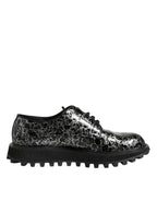 Dolce & Gabbana Black White Calfskin Chunky Derby Shoes