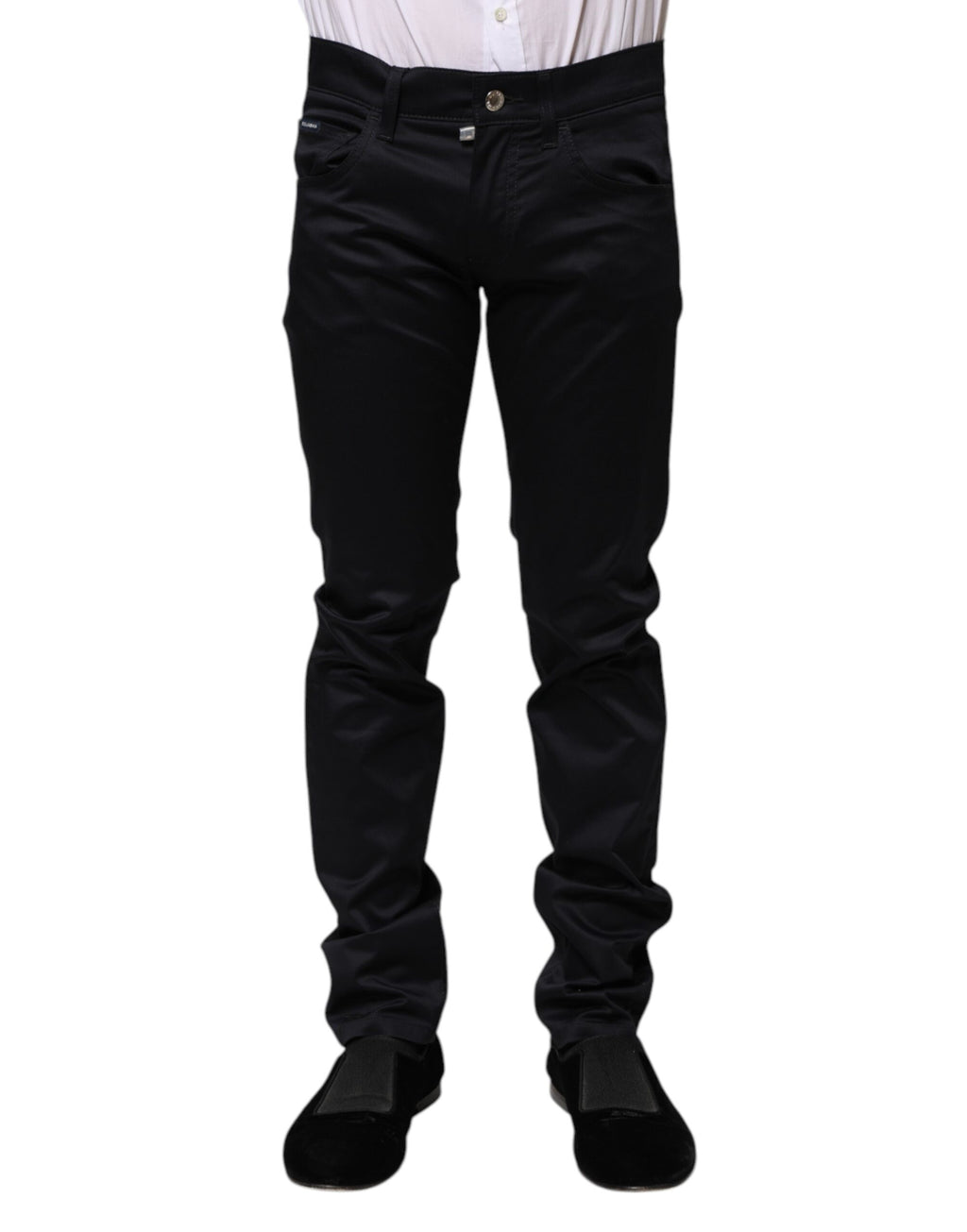 Dolce & Gabbana Black Cotton Skinny Mid Waist Pants