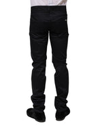 Dolce & Gabbana Black Cotton Skinny Mid Waist Pants