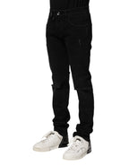 Dolce & Gabbana Black Cotton Skinny Men Denim Jeans