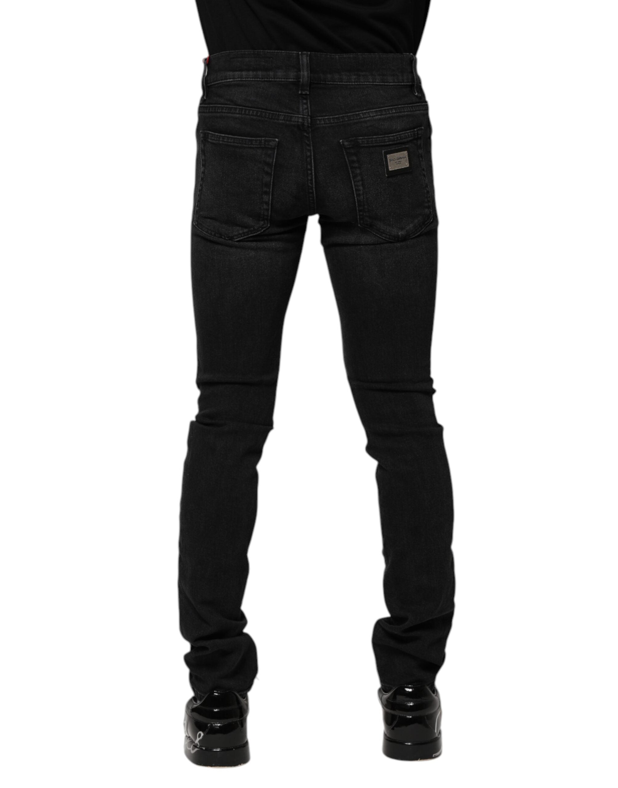 Dolce & Gabbana Black Cotton Skinny Men Denim Jeans