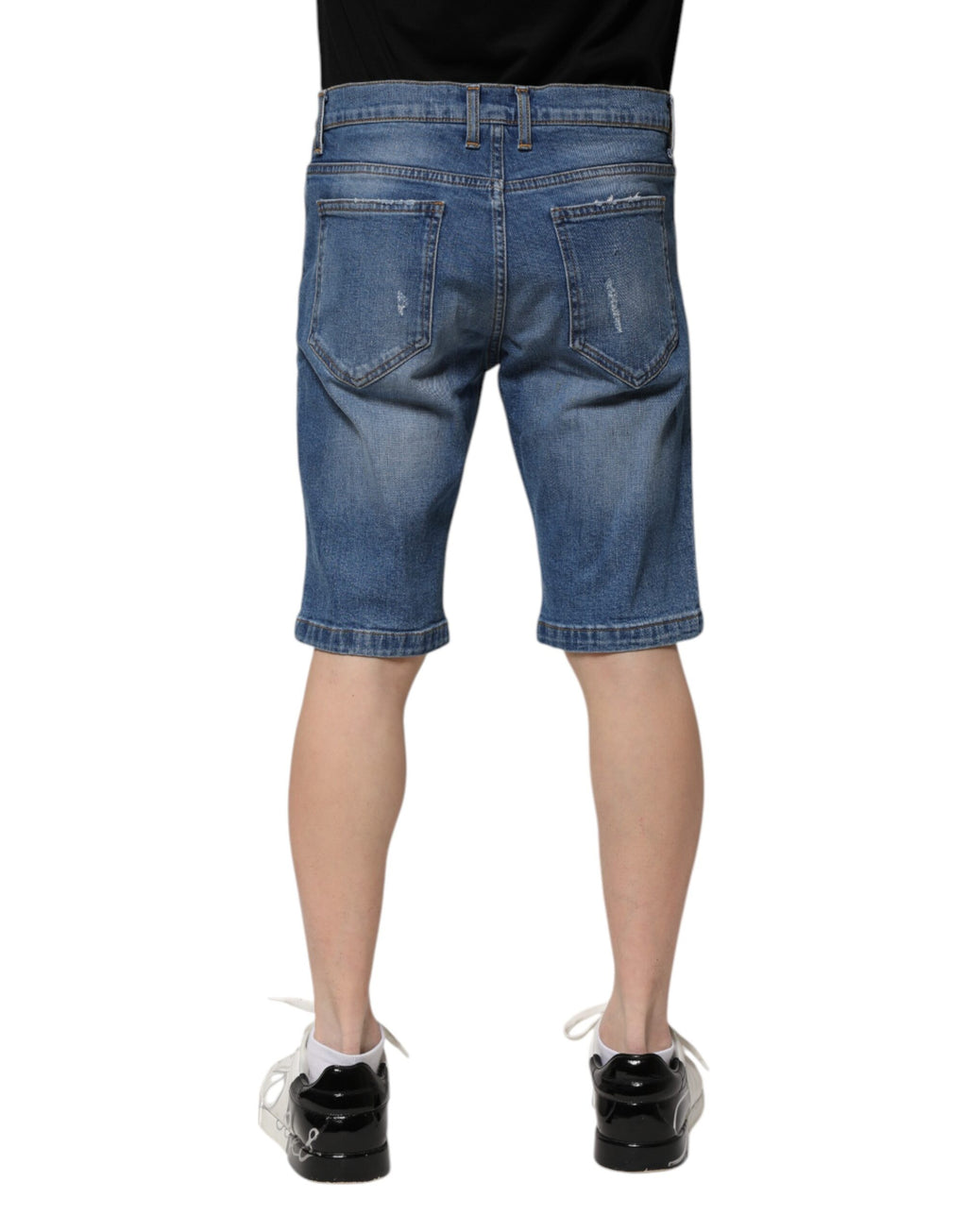 Dolce & Gabbana Blue Cotton Stretch Men Denim Bermuda Shorts
