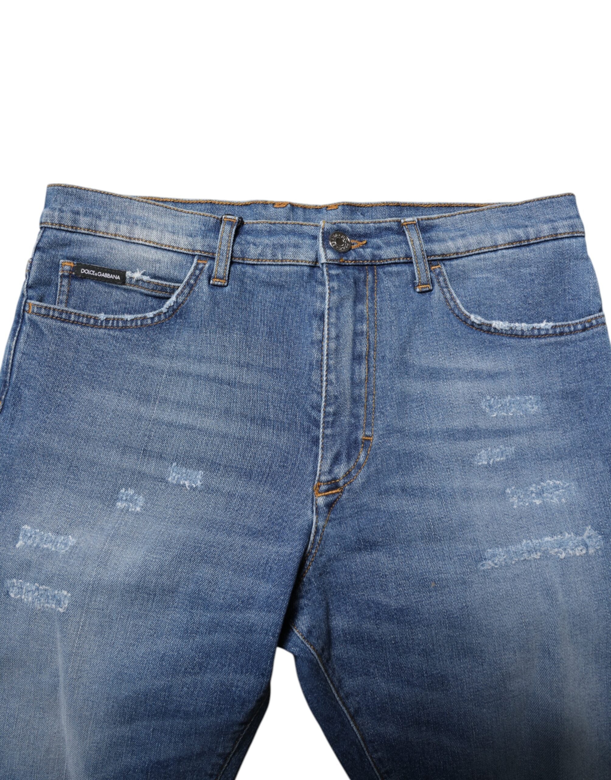 Dolce & Gabbana Blue Cotton Stretch Men Denim Bermuda Shorts