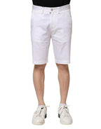 Dolce & Gabbana White Cotton Stretch Men Denim Bermuda Shorts