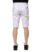 Dolce & Gabbana White Cotton Stretch Men Denim Bermuda Shorts