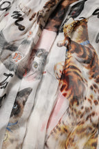 Dolce & Gabbana Multicolor Animal Print Silk Ascot Maxi Dress