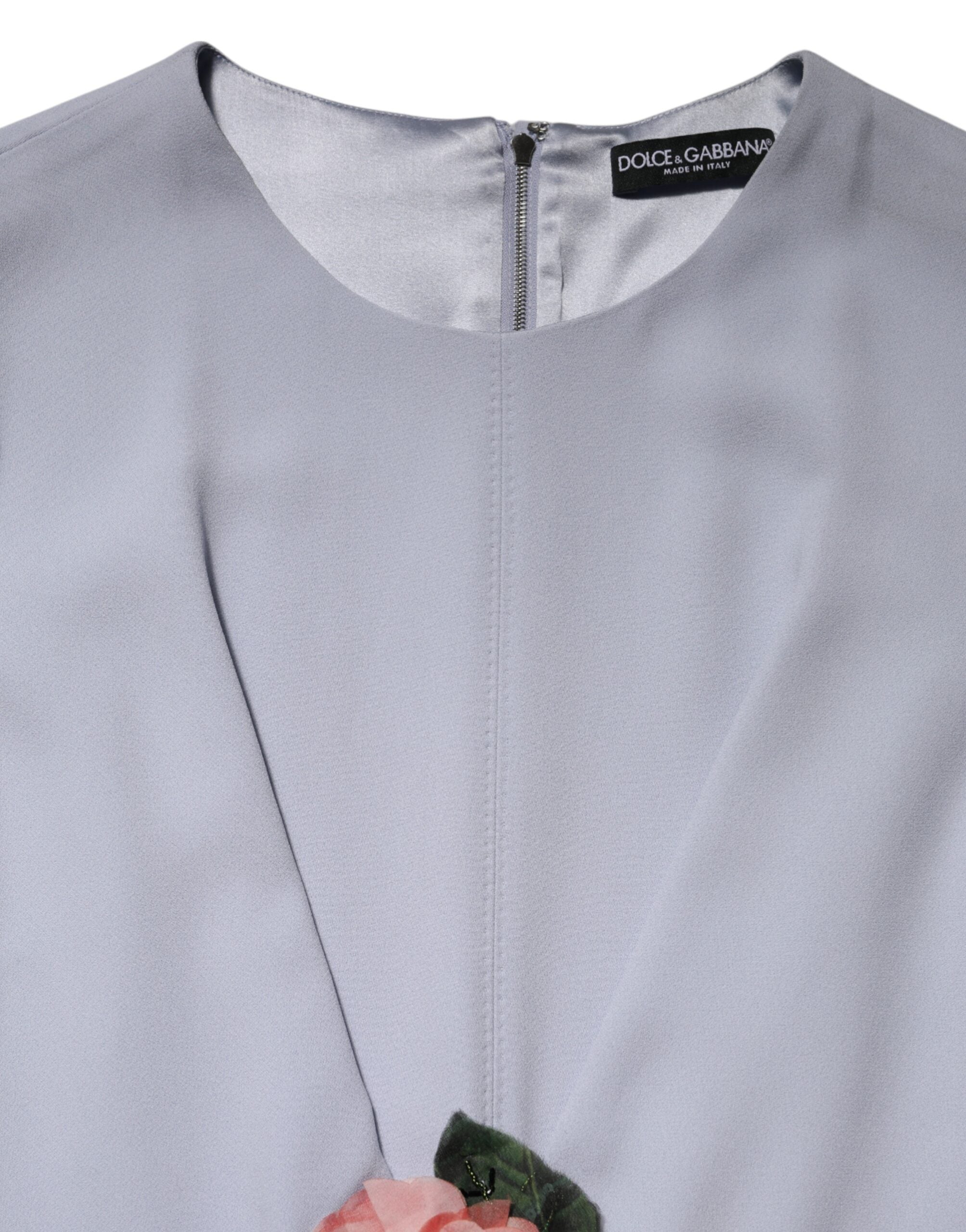 Dolce & Gabbana Gray Viscose ShortSleeve Sheath Midi Dress