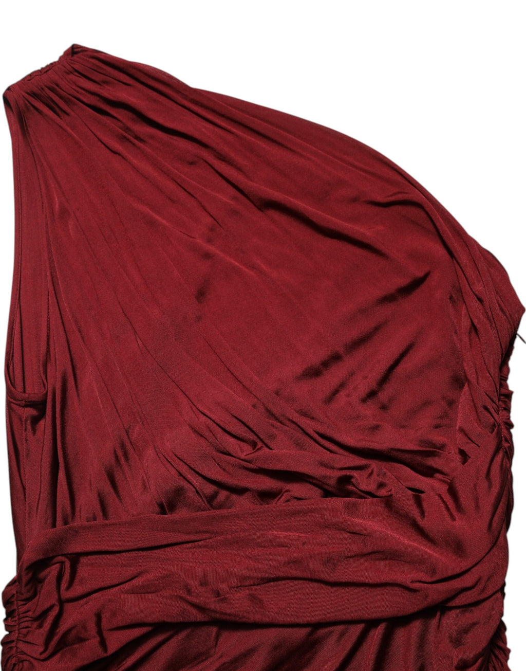 Dolce & Gabbana Red Viscose Fitted One Shoulder Midi Dress