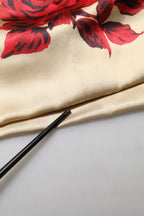 Dolce & Gabbana Beige Floral Spaghetti Strap Sheath Dress