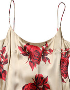 Dolce & Gabbana Beige Floral Spaghetti Strap Sheath Dress