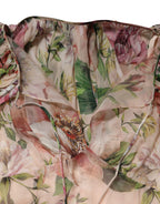 Dolce & Gabbana Pink Floral Print Tiered Long Maxi Dress