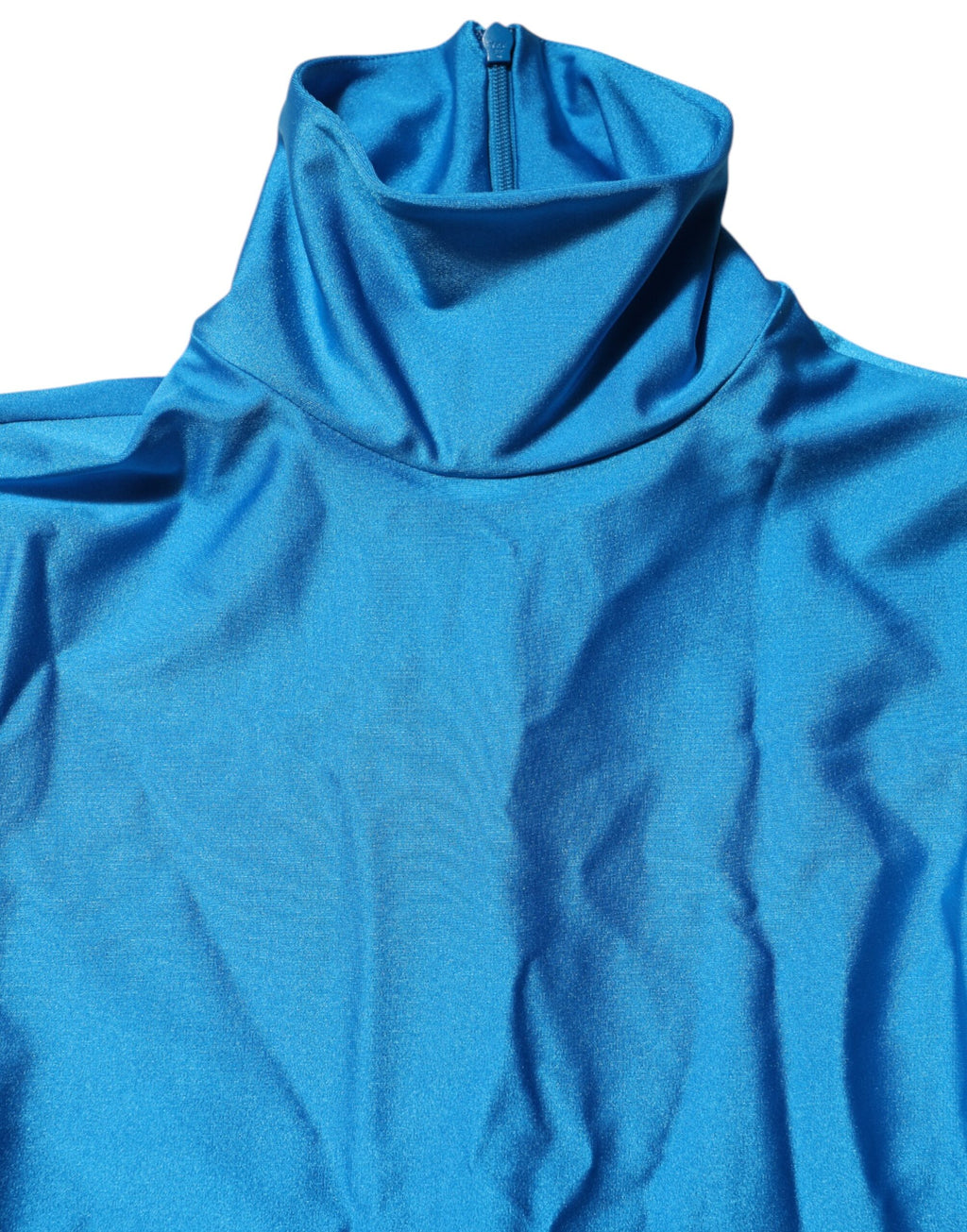 Dolce & Gabbana Blue Nylon Turtleneck Bodycon Jumpsuit Dress