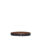 Ferragamo Black Calf Leather Bos Taurus Regular Belt