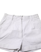Dolce & Gabbana White Cotton Mid Waist Women Bermuda Shorts