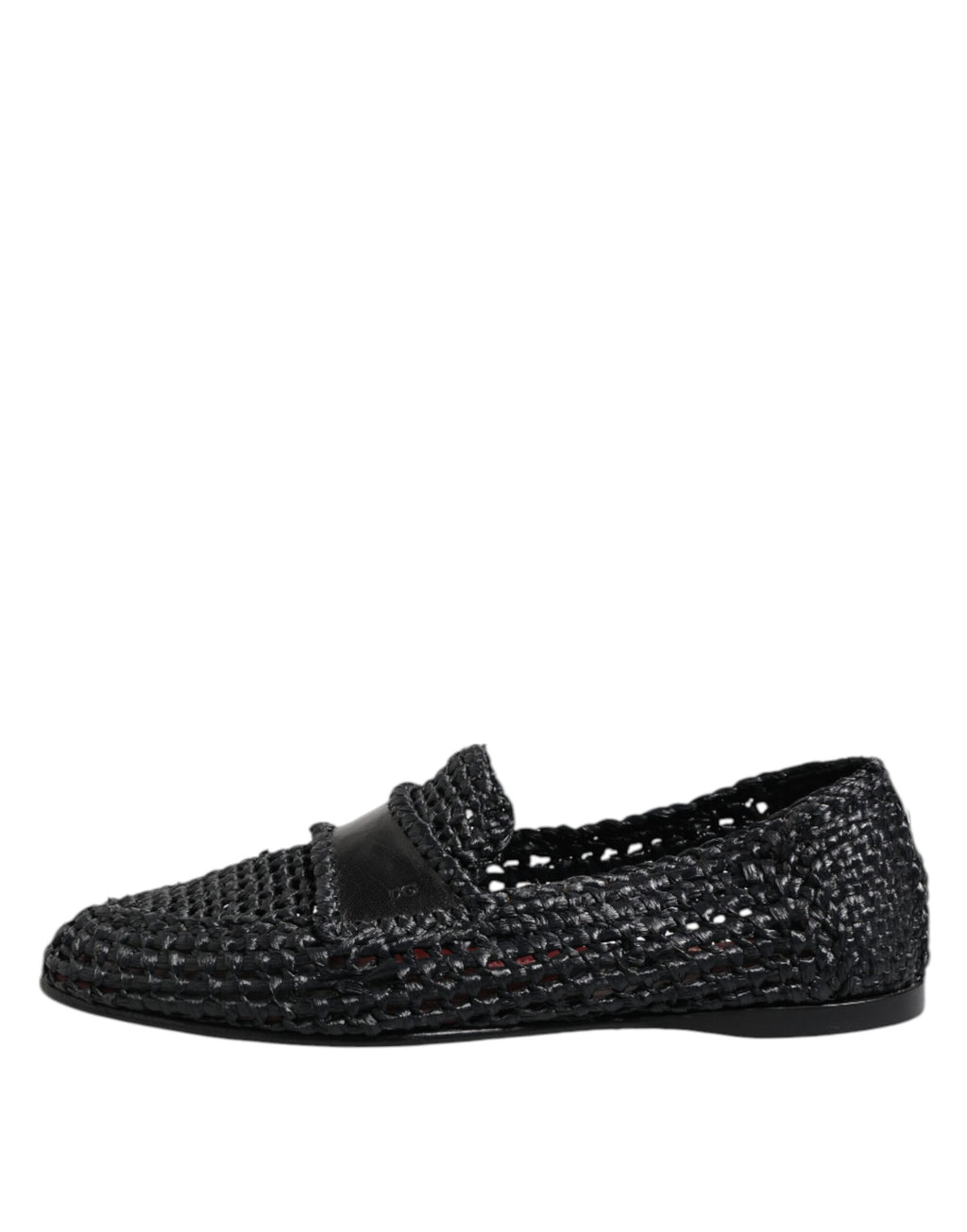 Dolce & Gabbana Black Woven Leather Slip On Loafers Men Shoes