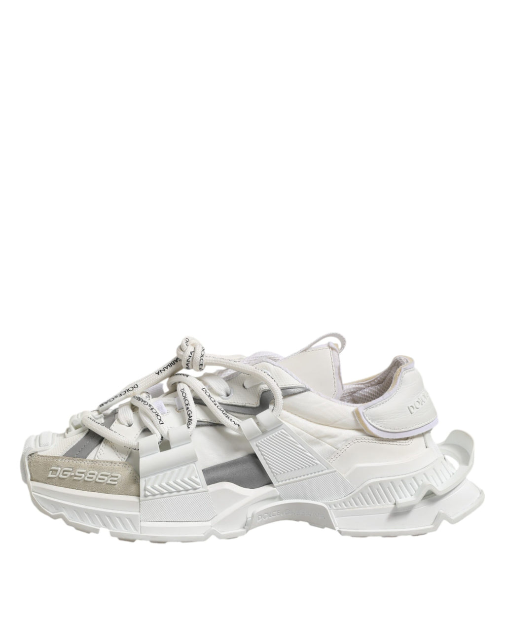 Dolce & Gabbana White Gray Low Top Space Sneakers Shoes