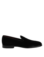 Dolce & Gabbana Black Velvet Slip On Loafers Formal Shoes