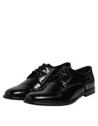 Dolce & Gabbana Black Patent Leather Derby Formal Dress Shoes
