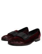 Dolce & Gabbana Red Velvet Men Slip On Loafers Dress Shoes
