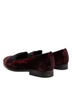 Dolce & Gabbana Red Velvet Men Slip On Loafers Dress Shoes