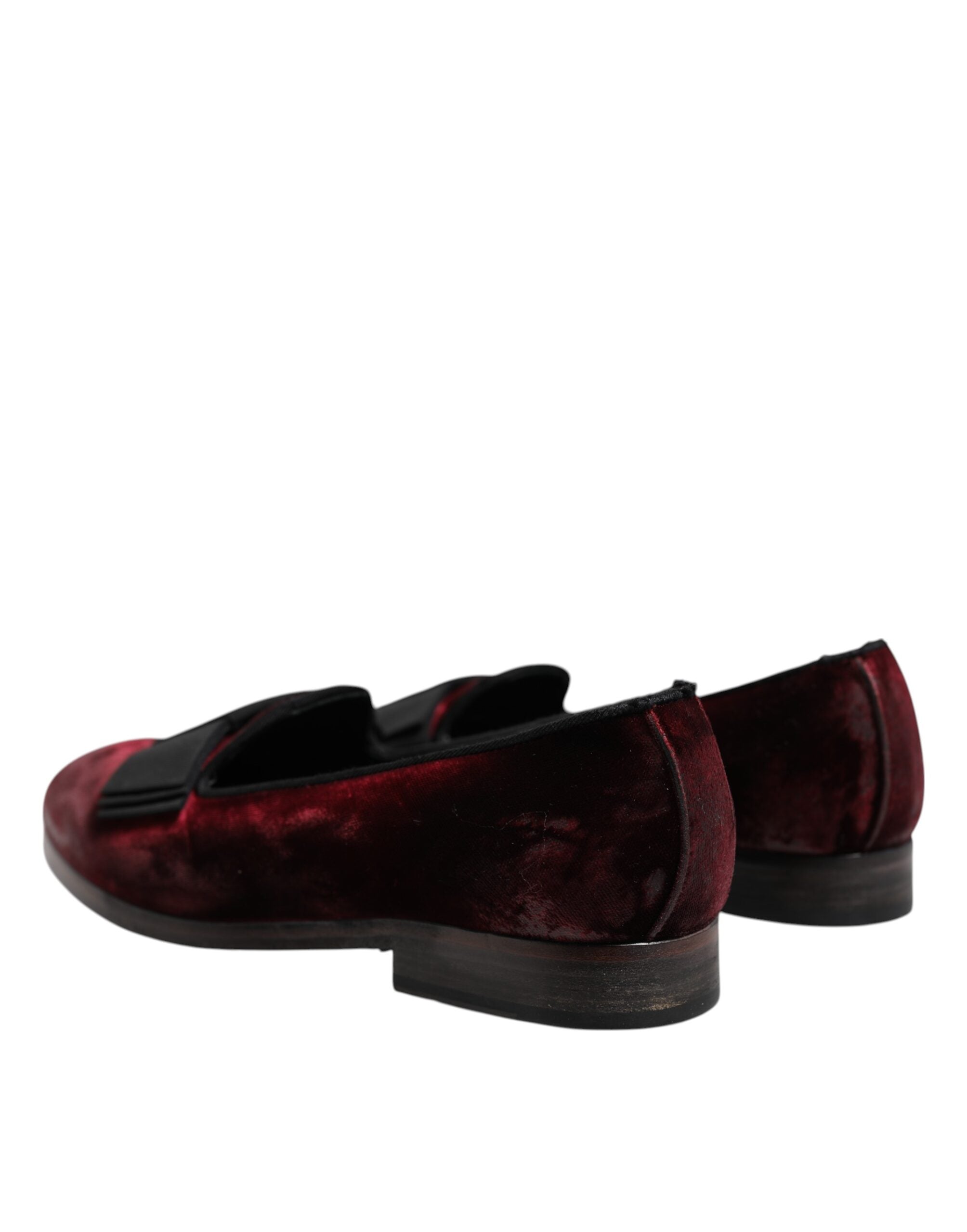Dolce & Gabbana Red Velvet Men Slip On Loafers Dress Shoes