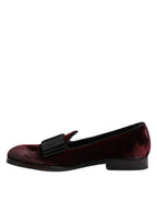 Dolce & Gabbana Red Velvet Men Slip On Loafers Dress Shoes