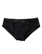 Dolce & Gabbana Black Logo Plaque Men Beachwear Brief Swimwear