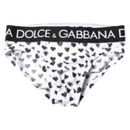 Dolce & Gabbana White Heart Printed Regular Brief Underwear