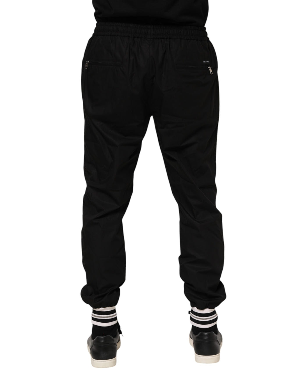 Dolce & Gabbana Black Cotton Logo Tape Men Jogger Pants