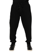Dolce & Gabbana Black Cotton Logo Tape Men Jogger Pants