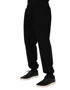 Dolce & Gabbana Black Cotton Logo Tape Men Jogger Pants