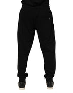 Dolce & Gabbana Black Cotton Logo Tape Men Jogger Pants