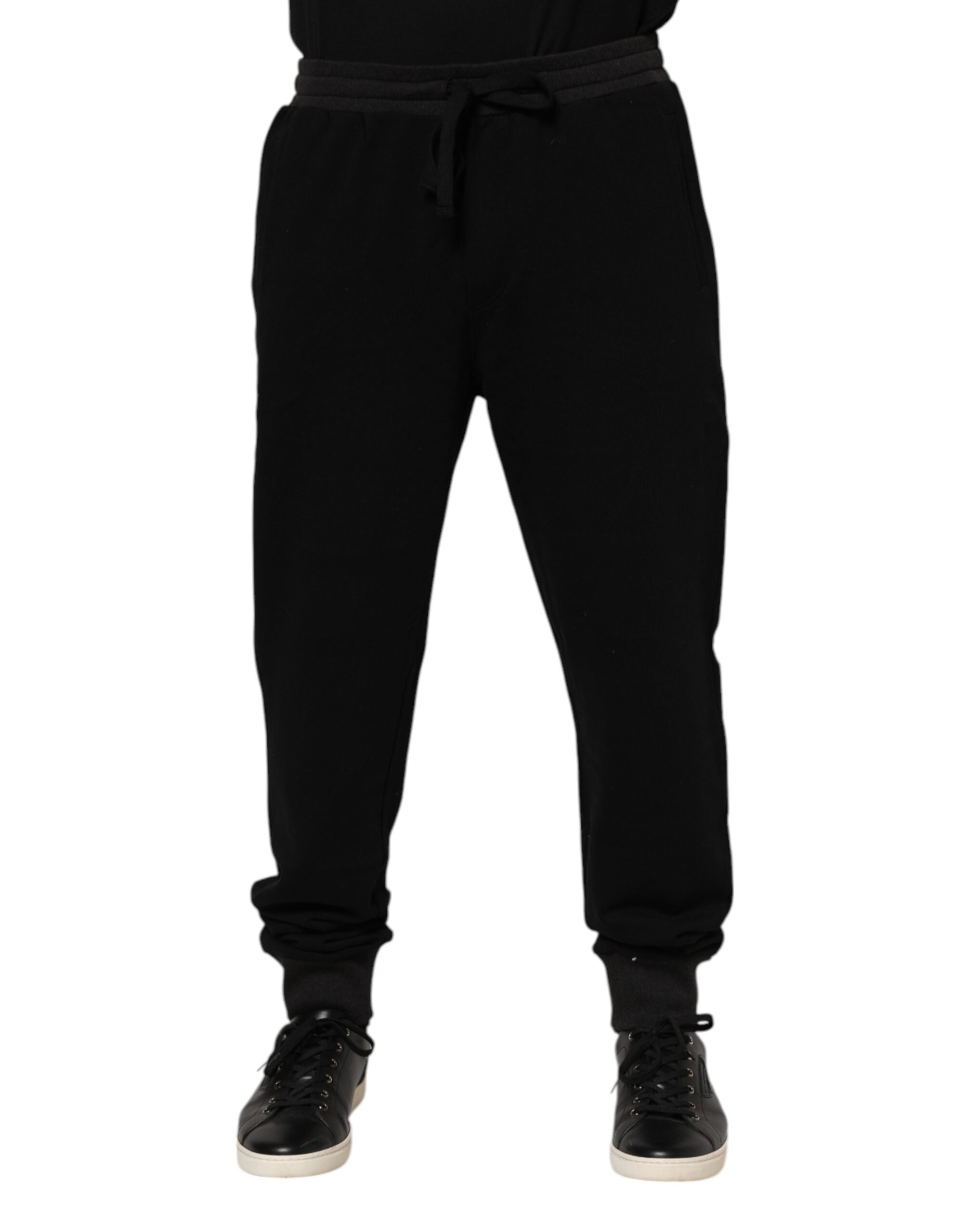 Dolce & Gabbana Black Cotton Crown Jogger Sweatpants Pants