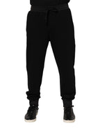 Dolce & Gabbana Black Cotton Crown Jogger Sweatpants Pants