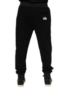 Dolce & Gabbana Black Cotton Crown Jogger Sweatpants Pants
